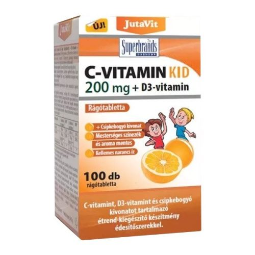 JutaVit C-vitamin KID 200mg + D3-vitamin rágótabletta 100db