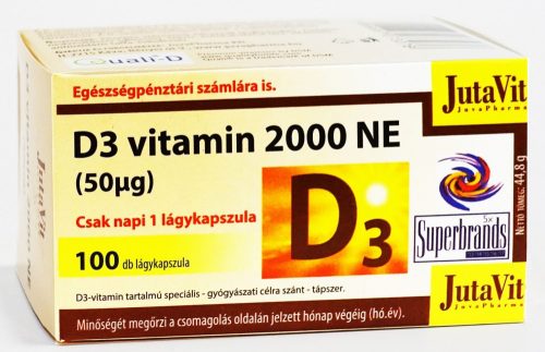 JutaVit D3-Vitamin 2000NE lágykapszula 100db